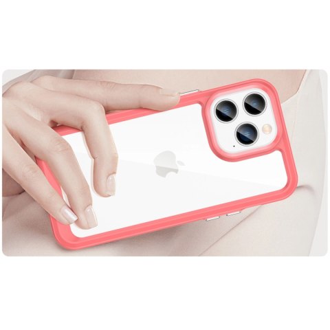 Outer Space Case etui iPhone 14 Pro Max sztywny pokrowiec z żelową ramką czerwony Outer Space Case etui iPhone 14 Pro Max sztywny pokrowiec z żelową ramką czerwony