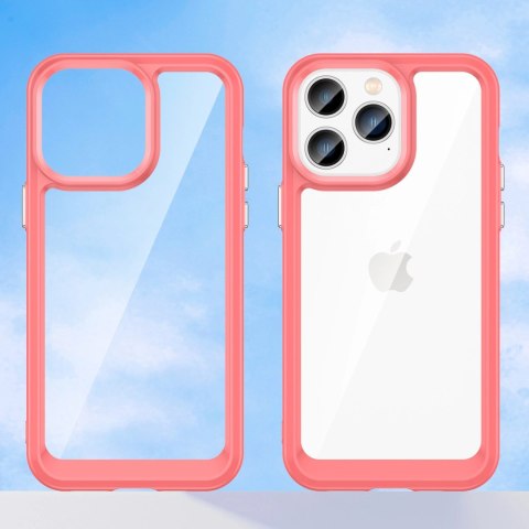 Outer Space Case etui iPhone 14 Pro Max sztywny pokrowiec z żelową ramką czerwony Outer Space Case etui iPhone 14 Pro Max sztywny pokrowiec z żelową ramką czerwony