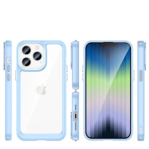 Outer Space Case etui iPhone 14 Pro Max sztywny pokrowiec z żelową ramką niebieski Outer Space Case etui iPhone 14 Pro Max sztywny pokrowiec z żelową ramką niebieski