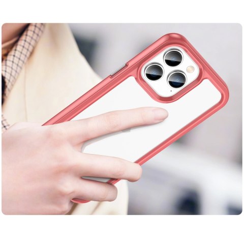 Outer Space Case etui iPhone 14 Pro sztywny pokrowiec z żelową ramką czerwony Outer Space Case etui iPhone 14 Pro sztywny pokrowiec z żelową ramką czerwony