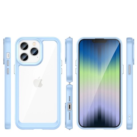 Outer Space Case etui iPhone 14 Pro sztywny pokrowiec z żelową ramką niebieski Outer Space Case etui iPhone 14 Pro sztywny pokrowiec z żelową ramką niebieski