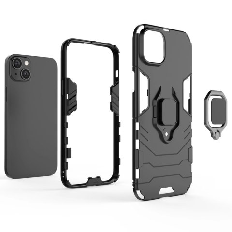 Ring Armor etui do iPhone 14 Plus pancerny pokrowiec uchwyt magnetyczny ring czarne Ring Armor etui do iPhone 14 Plus pancerny pokrowiec uchwyt magnetyczny ring czarne
