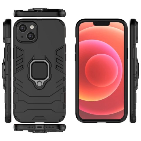 Ring Armor etui do iPhone 14 Plus pancerny pokrowiec uchwyt magnetyczny ring czarne Ring Armor etui do iPhone 14 Plus pancerny pokrowiec uchwyt magnetyczny ring czarne