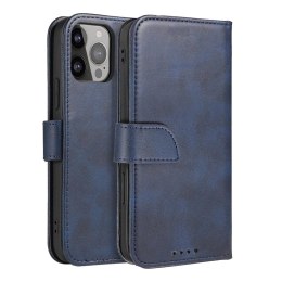 Magnet Case elegancki futerał etui pokrowiec z klapką i funkcją podstawki iPhone 14 Plus niebieski