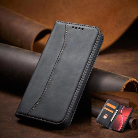 Magnet Fancy Case etui iPhone 14 Pro Max pokrowiec z klapką portfel podstawka czarne Magnet Fancy Case etui iPhone 14 Pro Max pokrowiec z klapką portfel podstawka czarne