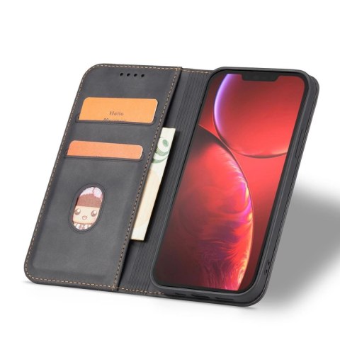 Magnet Fancy Case etui iPhone 14 pokrowiec z klapką portfel podstawka czarne Magnet Fancy Case etui iPhone 14 pokrowiec z klapką portfel podstawka czarne