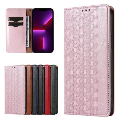 Magnet Strap Case etui iPhone 14 Plus pokrowiec z klapką portfel mini smycz podstawka różowe Magnet Strap Case etui iPhone 14 Plus pokrowiec z klapką portfel mini smycz podstawka różowe