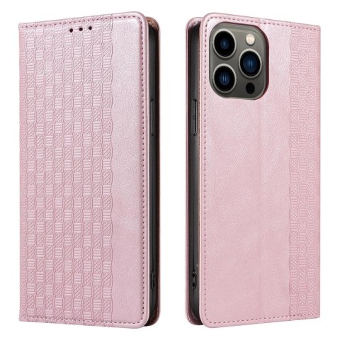 Magnet Strap Case etui iPhone 14 Plus pokrowiec z klapką portfel mini smycz podstawka różowe Magnet Strap Case etui iPhone 14 Plus pokrowiec z klapką portfel mini smycz podstawka różowe