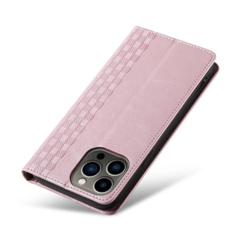 Magnet Strap Case etui iPhone 14 Plus pokrowiec z klapką portfel mini smycz podstawka różowe Magnet Strap Case etui iPhone 14 Plus pokrowiec z klapką portfel mini smycz podstawka różowe