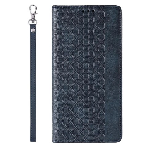 Magnet Strap Case etui iPhone 14 Pro Max pokrowiec z klapką portfel mini smycz podstawka niebieskie Magnet Strap Case etui iPhone 14 Pro Max pokrowiec z klapką portfel mini smycz podstawka niebieskie