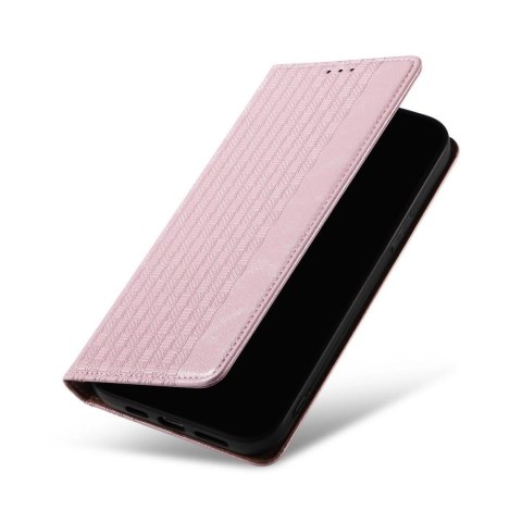 Magnet Strap Case etui iPhone 14 Pro Max pokrowiec z klapką portfel mini smycz podstawka różowe Magnet Strap Case etui iPhone 14 Pro Max pokrowiec z klapką portfel mini smycz podstawka różowe