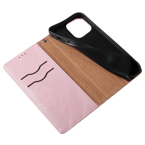Magnet Strap Case etui iPhone 14 Pro Max pokrowiec z klapką portfel mini smycz podstawka różowe Magnet Strap Case etui iPhone 14 Pro Max pokrowiec z klapką portfel mini smycz podstawka różowe