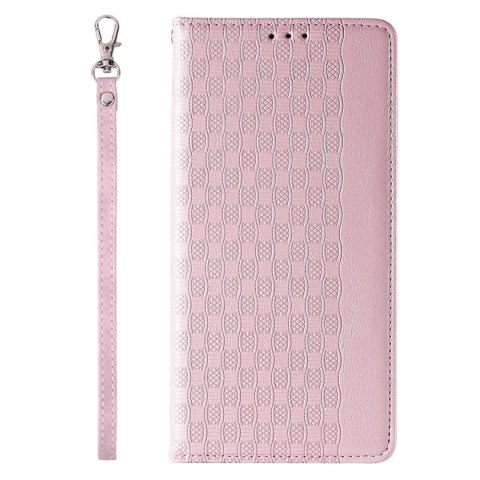 Magnet Strap Case etui iPhone 14 Pro pokrowiec z klapką portfel mini smycz podstawka różowe Magnet Strap Case etui iPhone 14 Pro pokrowiec z klapką portfel mini smycz podstawka różowe