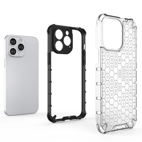 Honeycomb etui iPhone 14 Pro Max pancerny hybrydowy pokrowiec czarne Honeycomb etui iPhone 14 Pro Max pancerny hybrydowy pokrowiec czarne