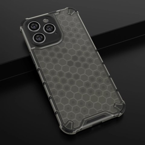 Honeycomb etui iPhone 14 Pro Max pancerny hybrydowy pokrowiec czarne Honeycomb etui iPhone 14 Pro Max pancerny hybrydowy pokrowiec czarne