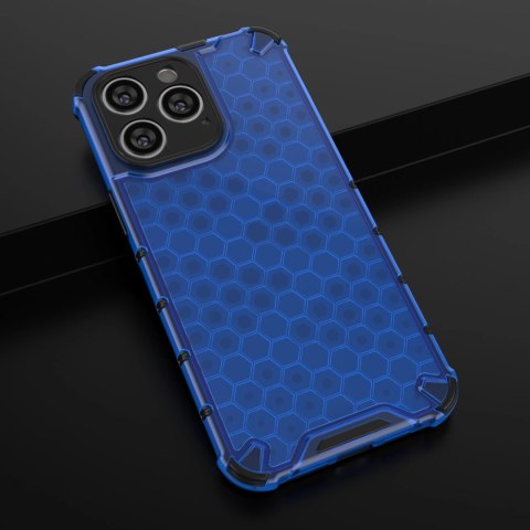 Honeycomb etui iPhone 14 Pro Max pancerny hybrydowy pokrowiec niebieskie Honeycomb etui iPhone 14 Pro Max pancerny hybrydowy pokrowiec niebieskie