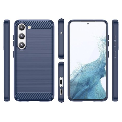 Carbon Case etui Samsung Galaxy S23+ elastyczny silikonowy karbonowy pokrowiec niebieskie Carbon Case etui Samsung Galaxy S23+ elastyczny silikonowy karbonowy pokrowiec niebieskie