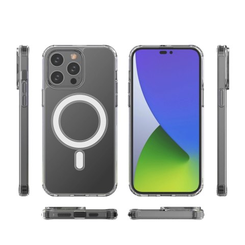 Etui magnetyczne Clear Magnetic Case z MagSafe do iPhone 14 Pro Max ze srebrnym ringiem - przezroczyste Etui magnetyczne Clear Magnetic Case z MagSafe do iPhone 14 Pro Max ze srebrnym ringiem - przezroczyste
