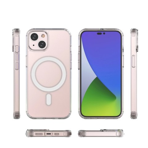 Etui magnetyczne Clear Magnetic Case z MagSafe do iPhone 14 ze srebrnym ringiem - przezroczyste Etui magnetyczne Clear Magnetic Case z MagSafe do iPhone 14 ze srebrnym ringiem - przezroczyste