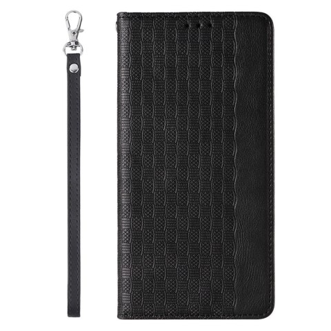 Magnet Strap Case etui Samsung Galaxy S23+ pokrowiec z klapką portfel mini smycz podstawka czarne Magnet Strap Case etui Samsung Galaxy S23+ pokrowiec z klapką portfel mini smycz podstawka czarne