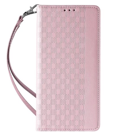 Magnet Strap Case etui Samsung Galaxy S23+ pokrowiec z klapką portfel mini smycz podstawka różowe Magnet Strap Case etui Samsung Galaxy S23+ pokrowiec z klapką portfel mini smycz podstawka różowe