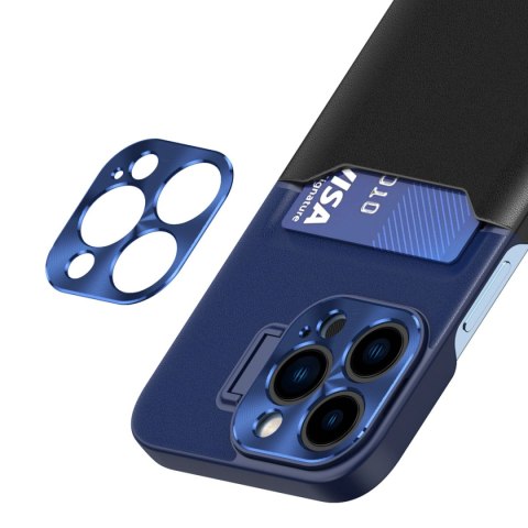 Leather Stand Case etui do iPhone 14 Plus pokrowiec portfel na kartę z podstawką niebieskie Leather Stand Case etui do iPhone 14 Plus pokrowiec portfel na kartę z podstawką niebieskie