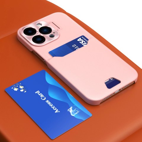 Leather Stand Case etui do iPhone 14 Plus pokrowiec portfel na kartę z podstawką różowe Leather Stand Case etui do iPhone 14 Plus pokrowiec portfel na kartę z podstawką różowe