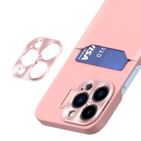 Leather Stand Case etui do iPhone 14 Pro pokrowiec portfel na kartę z podstawką różowe Leather Stand Case etui do iPhone 14 Pro pokrowiec portfel na kartę z podstawką różowe