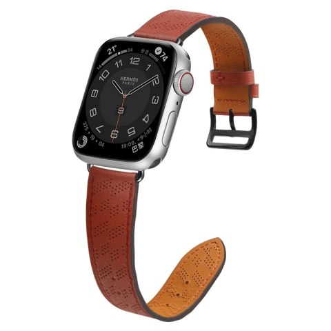 Strap Leather skórzany pasek Apple Watch SE, 9, 8, 7, 6, 5, 4, 3, 2, 1 (41, 40, 38 mm) opaska bransoleta czerwony Strap Leather skórzany pasek Apple Watch SE, 9, 8, 7, 6, 5, 4, 3, 2, 1 (41, 40, 38 mm) opaska bransoleta czerwony