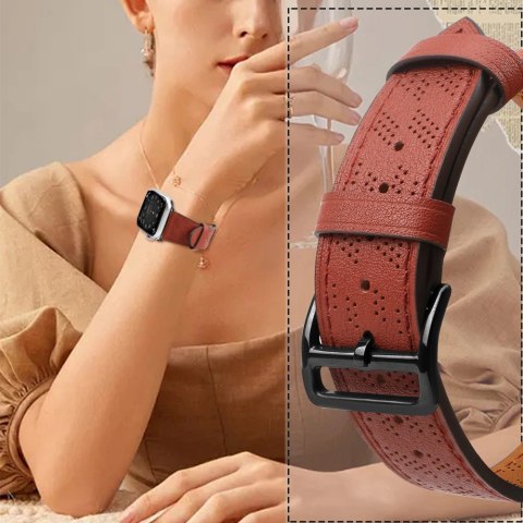 Strap Leather skórzany pasek Apple Watch SE, 9, 8, 7, 6, 5, 4, 3, 2, 1 (41, 40, 38 mm) opaska bransoleta czerwony Strap Leather skórzany pasek Apple Watch SE, 9, 8, 7, 6, 5, 4, 3, 2, 1 (41, 40, 38 mm) opaska bransoleta czerwony