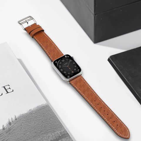 Strap Leather skórzany pasek Apple Watch Ultra, SE, 9, 8, 7, 6, 5, 4, 3, 2, 1 (49, 45, 44, 42 mm) opaska bransoleta brązowy Strap Leather skórzany pasek Apple Watch Ultra, SE, 9, 8, 7, 6, 5, 4, 3, 2, 1 (49, 45, 44, 42 mm) opaska bransoleta brązowy