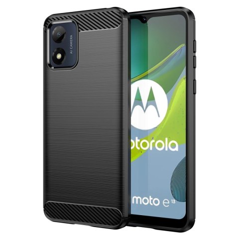 Carbon Case etui Motorola Moto E13 elastyczny silikonowy karbonowy pokrowiec czarne Carbon Case etui Motorola Moto E13 elastyczny silikonowy karbonowy pokrowiec czarne