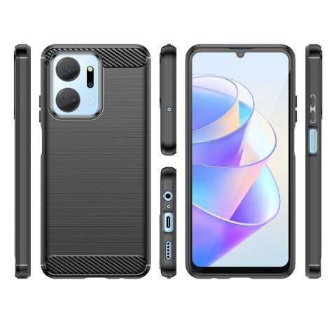 Carbon Case etui do Honor Play 40 Plus / Honor X7a elastyczny silikonowy karbonowy pokrowiec czarne Carbon Case etui do Honor Play 40 Plus / Honor X7a elastyczny silikonowy karbonowy pokrowiec czarne