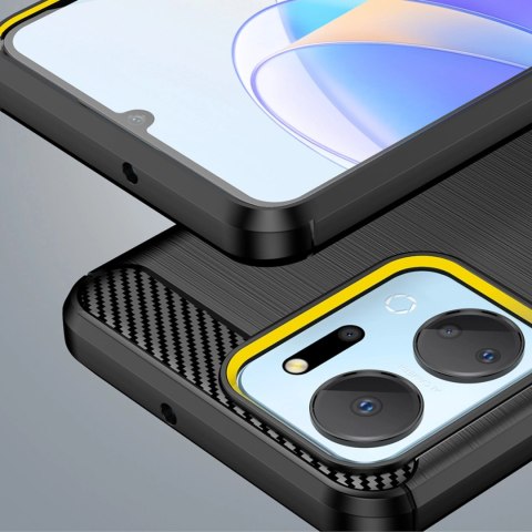 Carbon Case etui do Honor Play 40 Plus / Honor X7a elastyczny silikonowy karbonowy pokrowiec czarne Carbon Case etui do Honor Play 40 Plus / Honor X7a elastyczny silikonowy karbonowy pokrowiec czarne