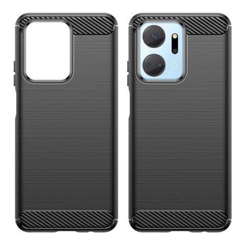 Carbon Case etui do Honor Play 40 Plus / Honor X7a elastyczny silikonowy karbonowy pokrowiec czarne Carbon Case etui do Honor Play 40 Plus / Honor X7a elastyczny silikonowy karbonowy pokrowiec czarne