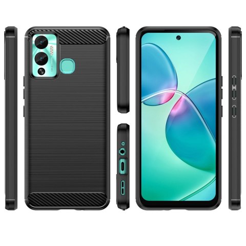 Carbon Case etui do Infinix Hot 12 Play NFC / Hot 12 Play elastyczny silikonowy karbonowy pokrowiec czarne Carbon Case etui do Infinix Hot 12 Play NFC / Hot 12 Play elastyczny silikonowy karbonowy pokrowiec czarne