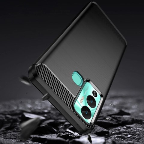 Carbon Case etui do Infinix Hot 12 Play NFC / Hot 12 Play elastyczny silikonowy karbonowy pokrowiec czarne Carbon Case etui do Infinix Hot 12 Play NFC / Hot 12 Play elastyczny silikonowy karbonowy pokrowiec czarne