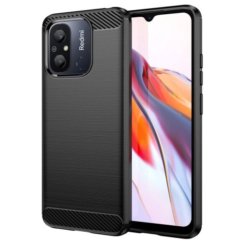 Carbon Case etui do Xiaomi Redmi 11A / Poco C55 / Redmi 12C elastyczny silikonowy karbonowy pokrowiec czarne Carbon Case etui do Xiaomi Redmi 11A / Poco C55 / Redmi 12C elastyczny silikonowy karbonowy pokrowiec czarne