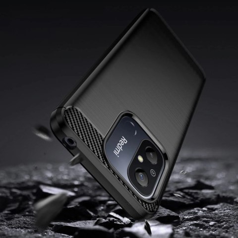 Carbon Case etui do Xiaomi Redmi 11A / Poco C55 / Redmi 12C elastyczny silikonowy karbonowy pokrowiec czarne Carbon Case etui do Xiaomi Redmi 11A / Poco C55 / Redmi 12C elastyczny silikonowy karbonowy pokrowiec czarne