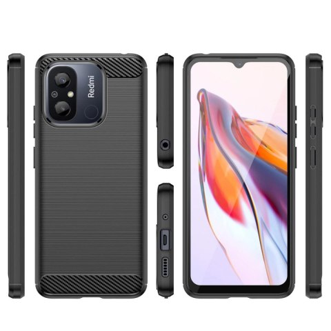 Carbon Case etui do Xiaomi Redmi 11A / Poco C55 / Redmi 12C elastyczny silikonowy karbonowy pokrowiec czarne Carbon Case etui do Xiaomi Redmi 11A / Poco C55 / Redmi 12C elastyczny silikonowy karbonowy pokrowiec czarne