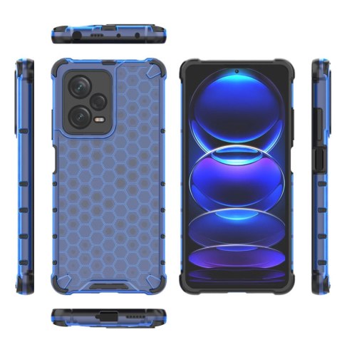 Honeycomb etui do Xiaomi Redmi Note 12 Pro+ pancerny hybrydowy pokrowiec niebieskie Honeycomb etui do Xiaomi Redmi Note 12 Pro+ pancerny hybrydowy pokrowiec niebieskie