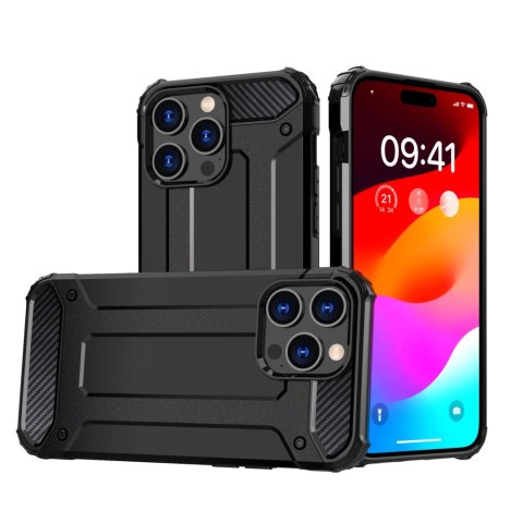 Pancerne etui do iPhone 15 Pro Hybrid Armor - czarne Pancerne etui do iPhone 15 Pro Hybrid Armor - czarne