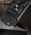 Pancerne etui z podstawką i osłoną aparatu do iPhone 15 Plus Hybrid Armor Camshield - czarne