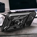 Pancerne etui z podstawką i osłoną aparatu do iPhone 15 Plus Hybrid Armor Camshield - czarne