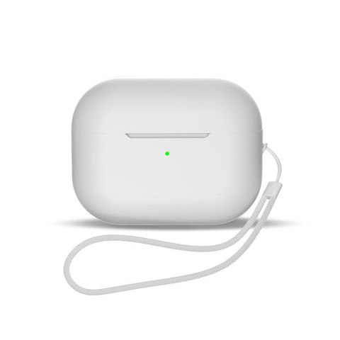 Silikonowe etui do AirPods 3 + pasek na nadgarstek smycz - białe Silikonowe etui do AirPods 3 + pasek na nadgarstek smycz - białe