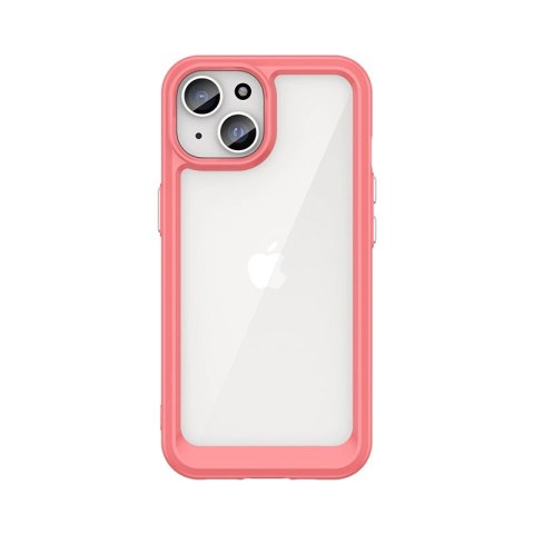 Wzmocnione etui z elastyczną ramką do iPhone 15 Plus Outer Space - czerwone Wzmocnione etui z elastyczną ramką do iPhone 15 Plus Outer Space - czerwone
