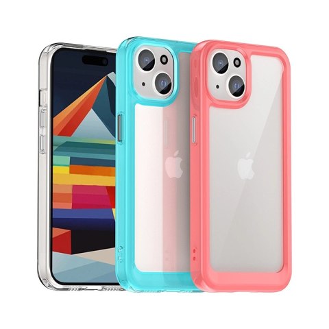 Wzmocnione etui z elastyczną ramką do iPhone 15 Plus Outer Space - czerwone Wzmocnione etui z elastyczną ramką do iPhone 15 Plus Outer Space - czerwone