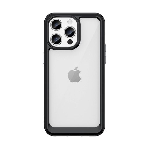 Wzmocnione etui z elastyczną ramką do iPhone 15 Pro Max Outer Space - czarne Wzmocnione etui z elastyczną ramką do iPhone 15 Pro Max Outer Space - czarne