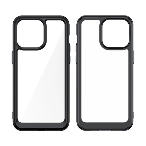 Wzmocnione etui z elastyczną ramką do iPhone 15 Pro Max Outer Space - czarne Wzmocnione etui z elastyczną ramką do iPhone 15 Pro Max Outer Space - czarne
