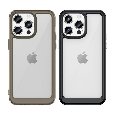 Wzmocnione etui z elastyczną ramką do iPhone 15 Pro Max Outer Space - czarne Wzmocnione etui z elastyczną ramką do iPhone 15 Pro Max Outer Space - czarne